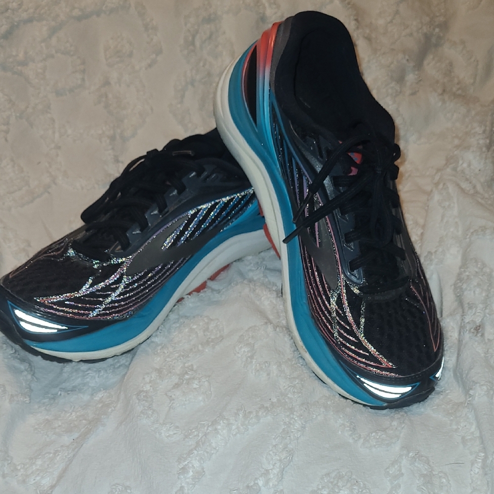Brooks Transcend 4 Shoes Womens Size 7.5 Black Blue Pink Guiderails Running